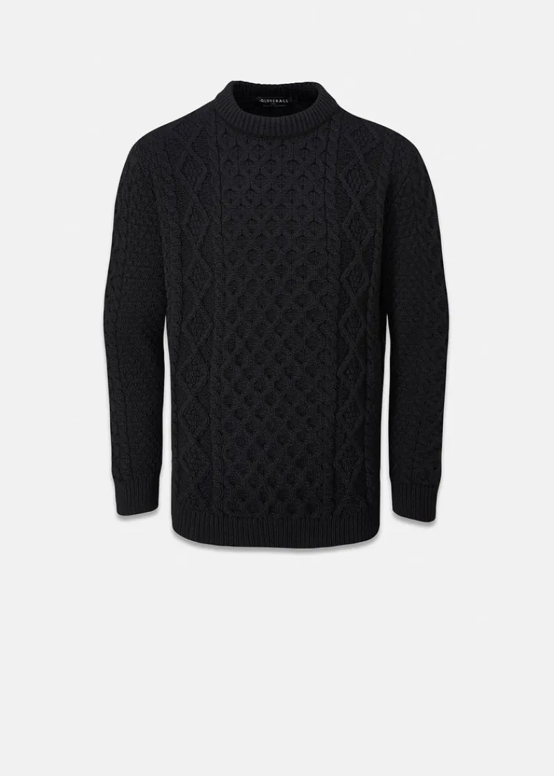 Hot Gloverall Aran Jumper Black