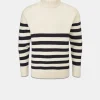 Hot Gloverall Breton Submariner Jumper Ecru with Navy Stripes