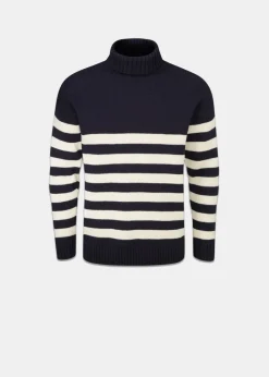Discount Gloverall Breton Submariner Jumper Navy with Ecru Stripes