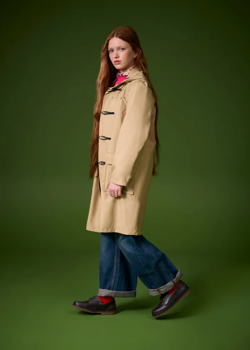 Outlet Gloverall Children's Gabardine Showerproof Duffle Coat Stone