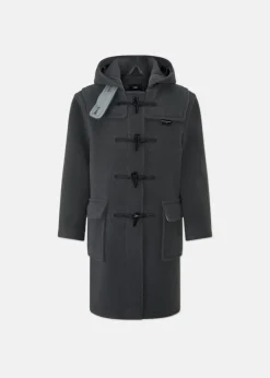 Best Gloverall Children's Herringbone Wool Duffle Coat Grey