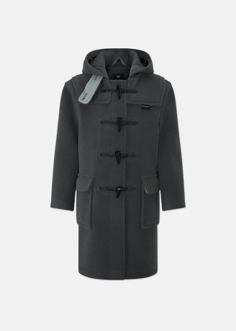 Best Gloverall Children's Herringbone Wool Duffle Coat Grey