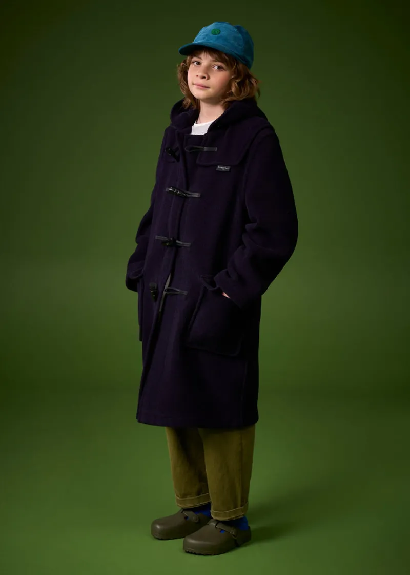 Best Gloverall Children's Herringbone Wool Duffle Coat Grey