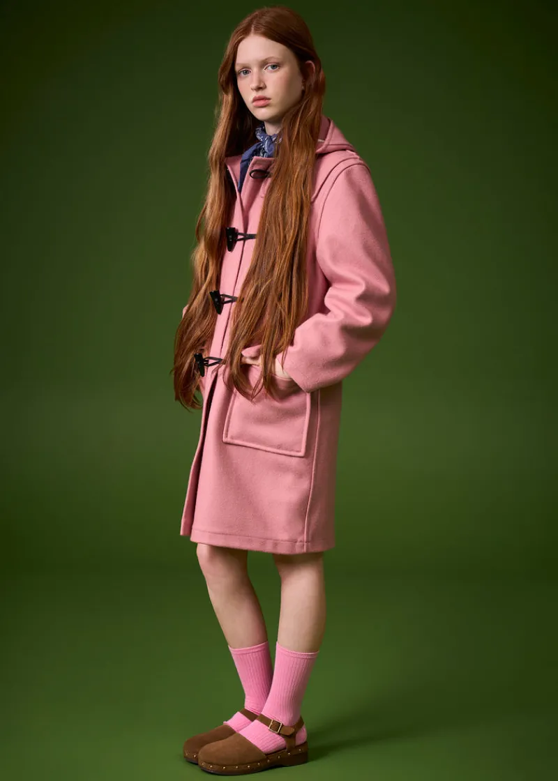 New Gloverall Children's Melton Wool Duffle Coat Pastel Pink