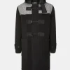 Sale Gloverall Herringbone Contrast Monty Duffle Coat Black