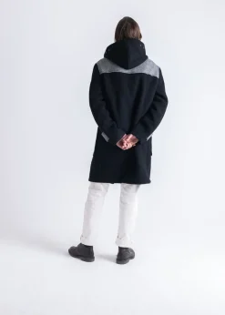 Sale Gloverall Herringbone Contrast Monty Duffle Coat Black