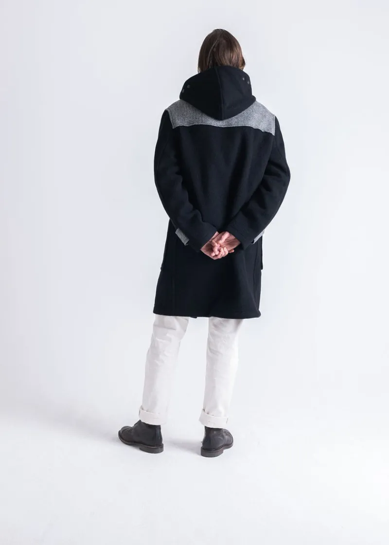Sale Gloverall Herringbone Contrast Monty Duffle Coat Black