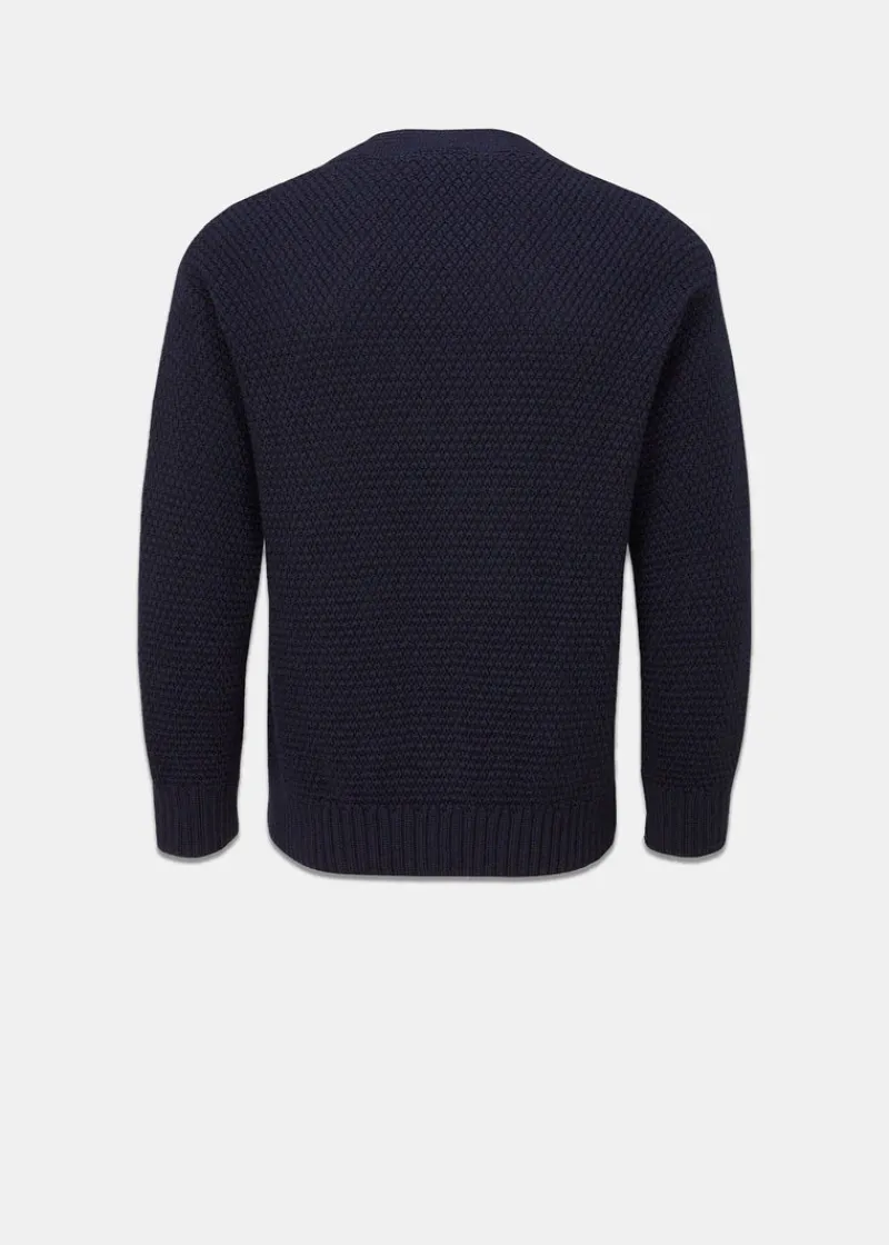 New Gloverall Moss Stitch Cardigan Navy