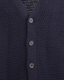 New Gloverall Moss Stitch Cardigan Navy
