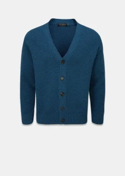 Hot Gloverall Moss Stitch Cardigan Petrol