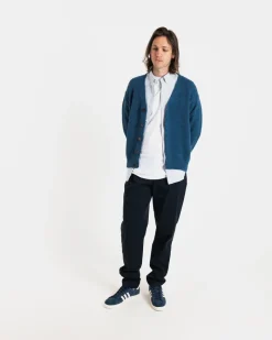 Hot Gloverall Moss Stitch Cardigan Petrol