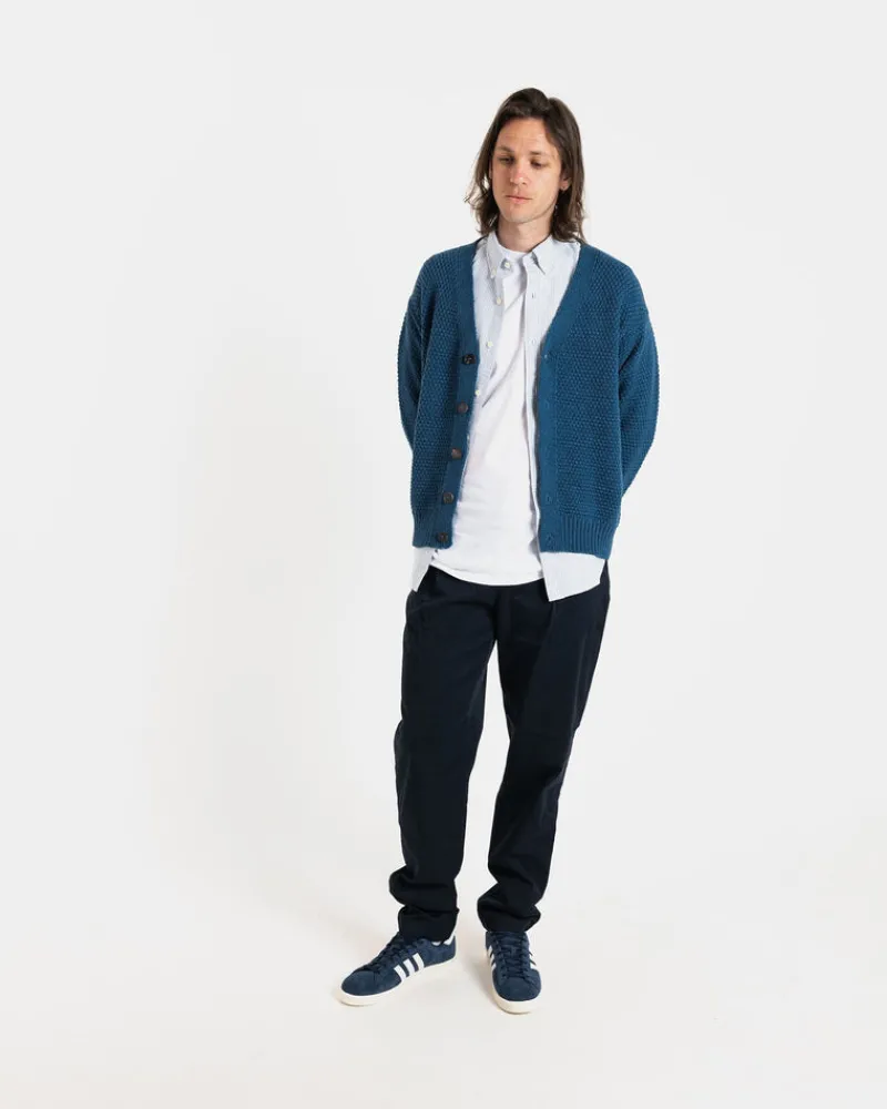 Hot Gloverall Moss Stitch Cardigan Petrol