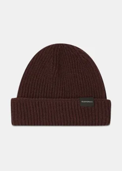 Discount Gloverall Ribbed Merino Beanie Hat Burgundy