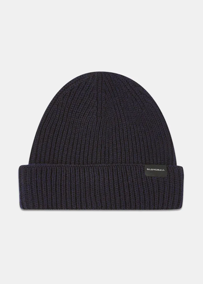Best Gloverall Ribbed Merino Beanie Hat Navy