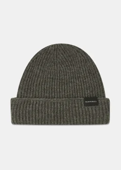 New Gloverall Ribbed Merino Beanie Hat Grey