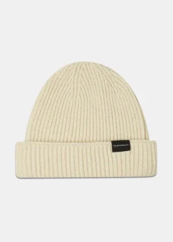 Best Gloverall Ribbed Merino Beanie Hat Ecru