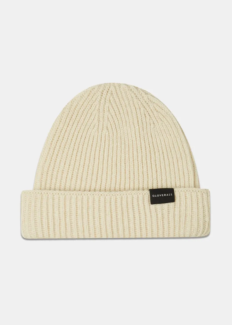 Best Gloverall Ribbed Merino Beanie Hat Ecru
