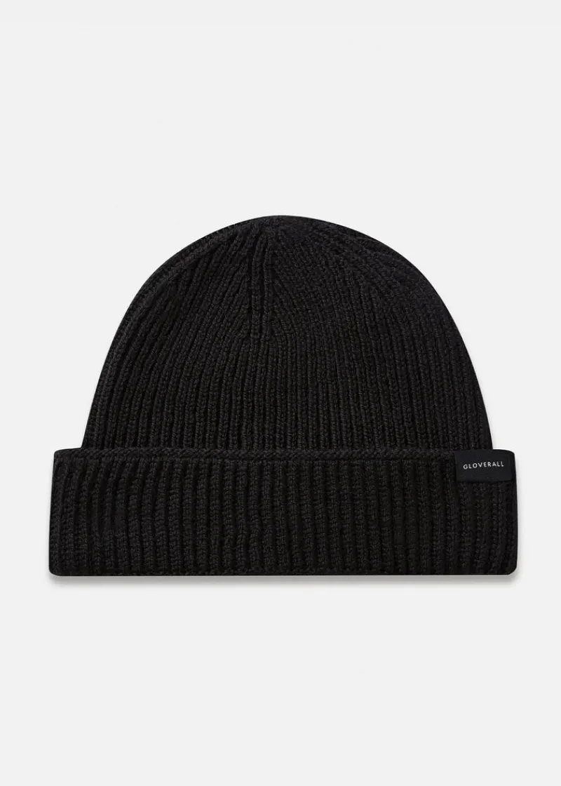 Hot Gloverall Ribbed Merino Beanie Hat Black