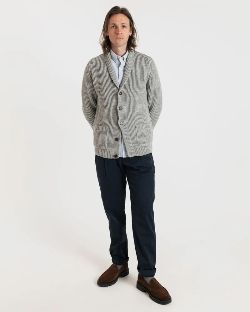 Outlet Gloverall Shawl Collar Cardigan Light Grey