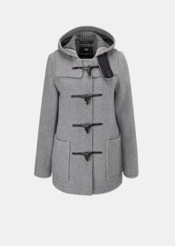Hot Gloverall Short Slim Fit Duffle Coat Silver Prince of Wales