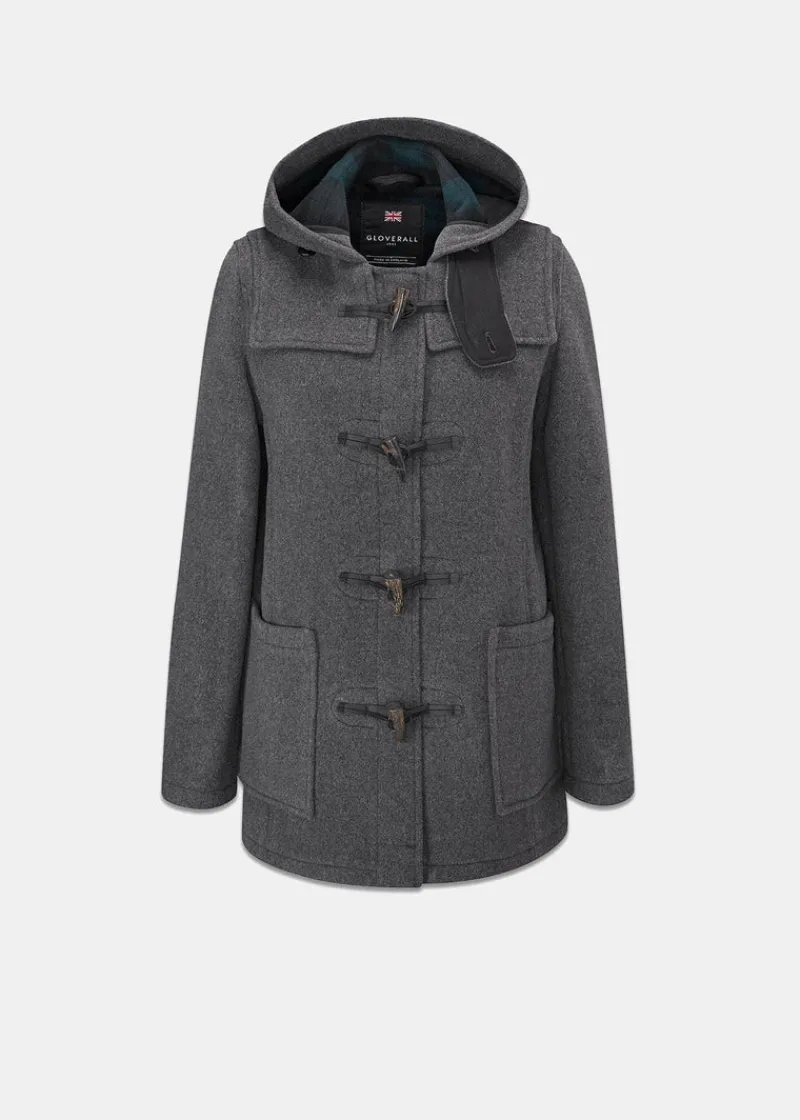Best Gloverall Short Slim Fit Duffle Coat Grey Black Watch