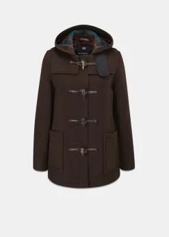 Best Gloverall Short Slim Fit Duffle Coat Brown Tartan
