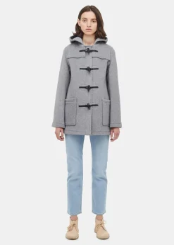 Hot Gloverall Short Slim Fit Duffle Coat Silver Prince of Wales