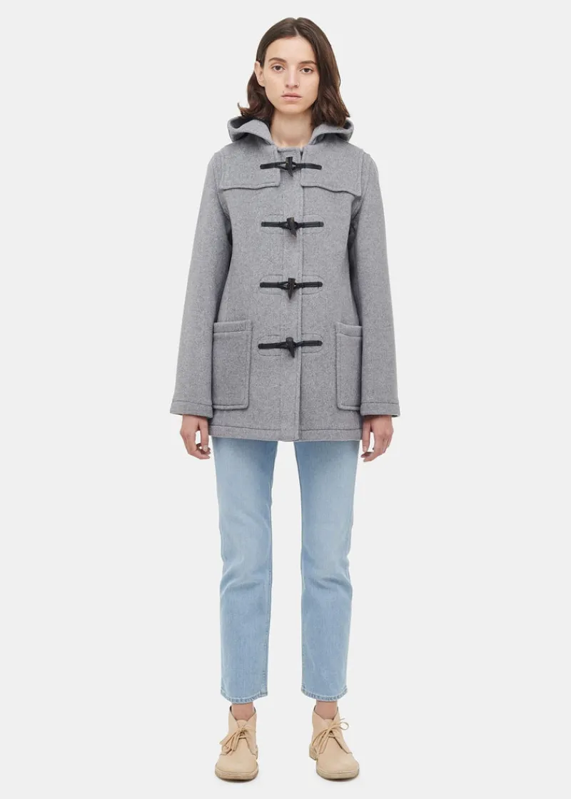 Hot Gloverall Short Slim Fit Duffle Coat Silver Prince of Wales