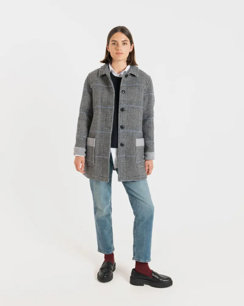 Sale Gloverall Women's George Jacket Prince of Wales Silver