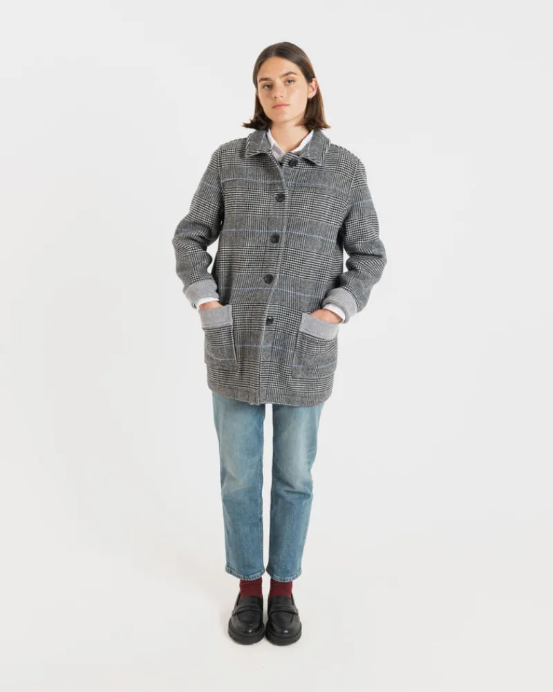 Sale Gloverall Women's George Jacket Prince of Wales Silver