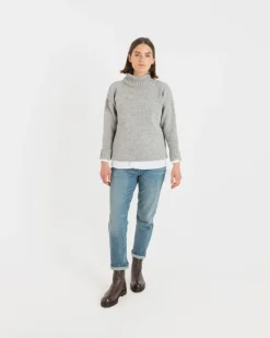 Discount Gloverall Women's Submariner Jumper Light Grey